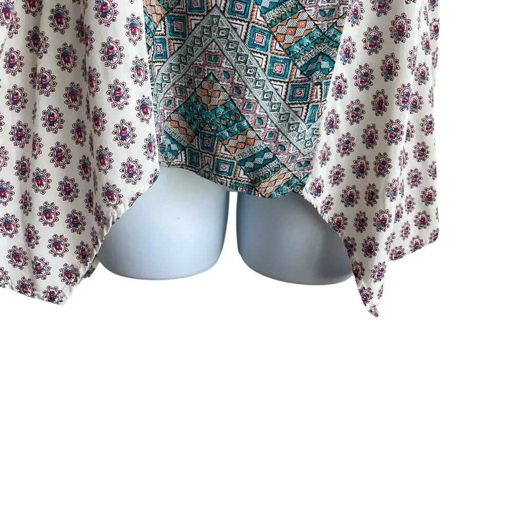 Hem & Thread Women Top S Multicolor‎ Crochet Inlet Mixed Boho Pattern Festival